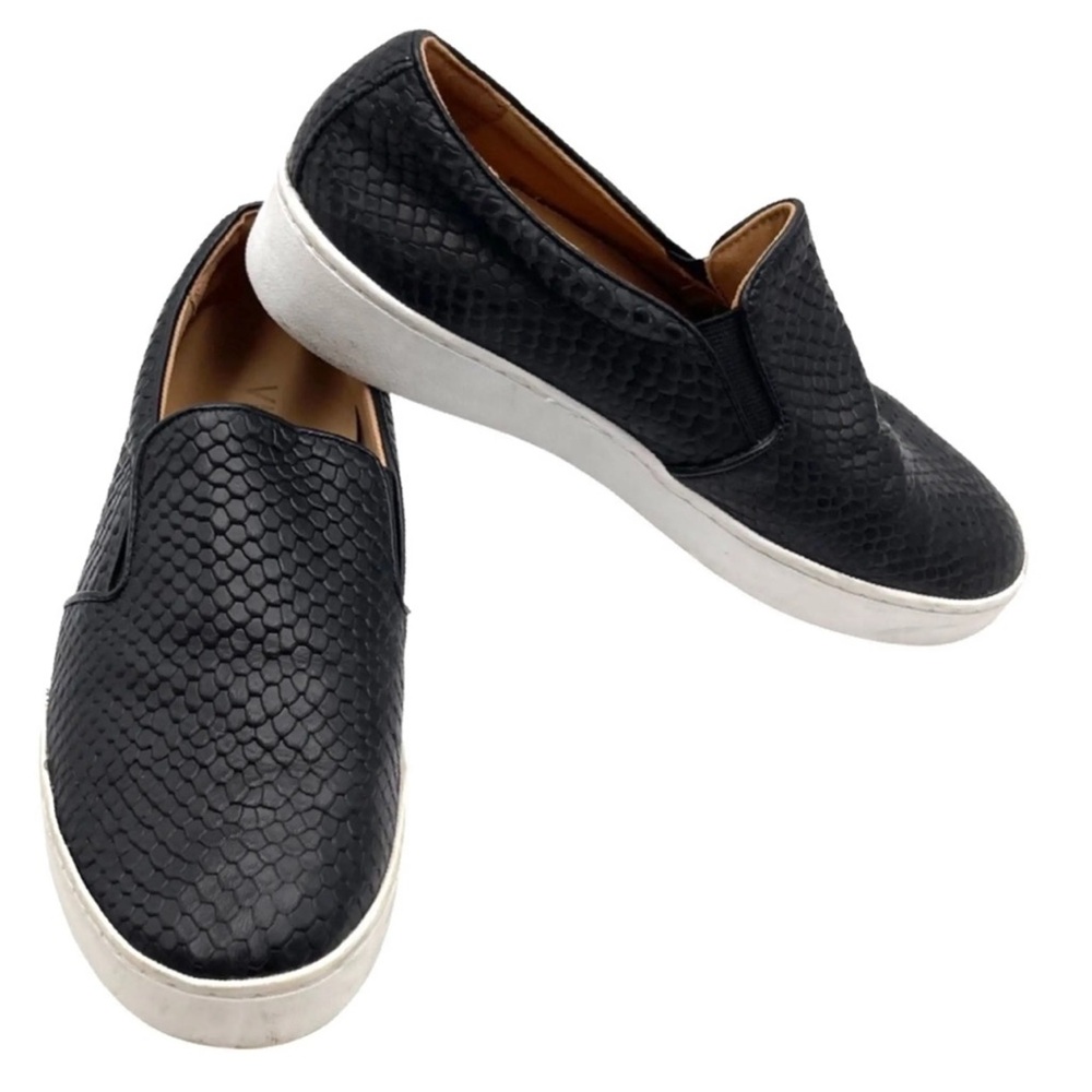 Vionic Splendid Midi Snake Print Leather Slip-On Sneakers Black Women’s Size 8